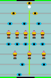 jugada de futbolin tiro directo de portero